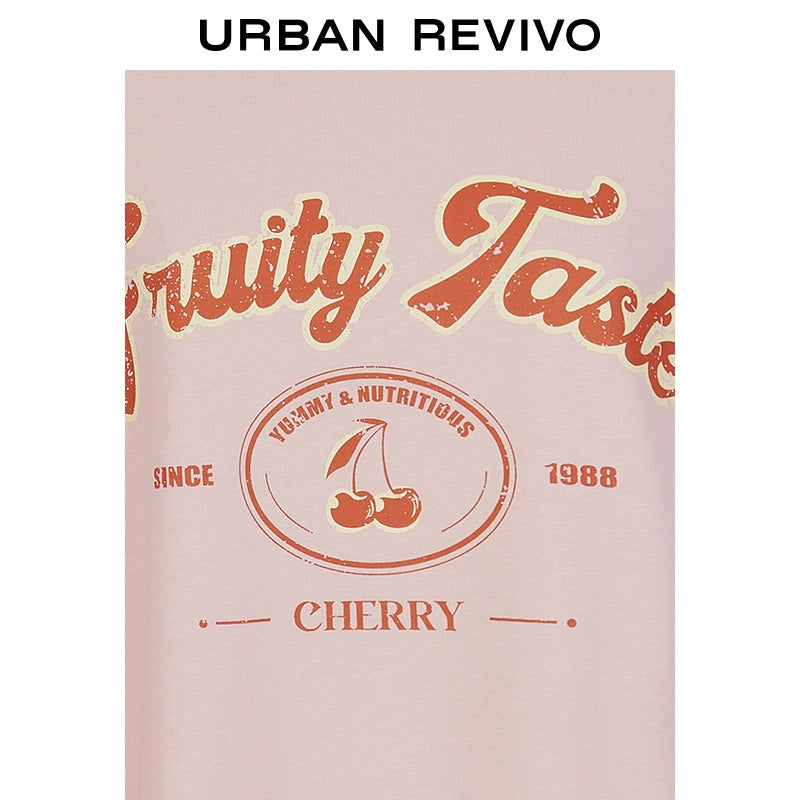 URBAN REVIVO Fruit Letter Print Loose Tee