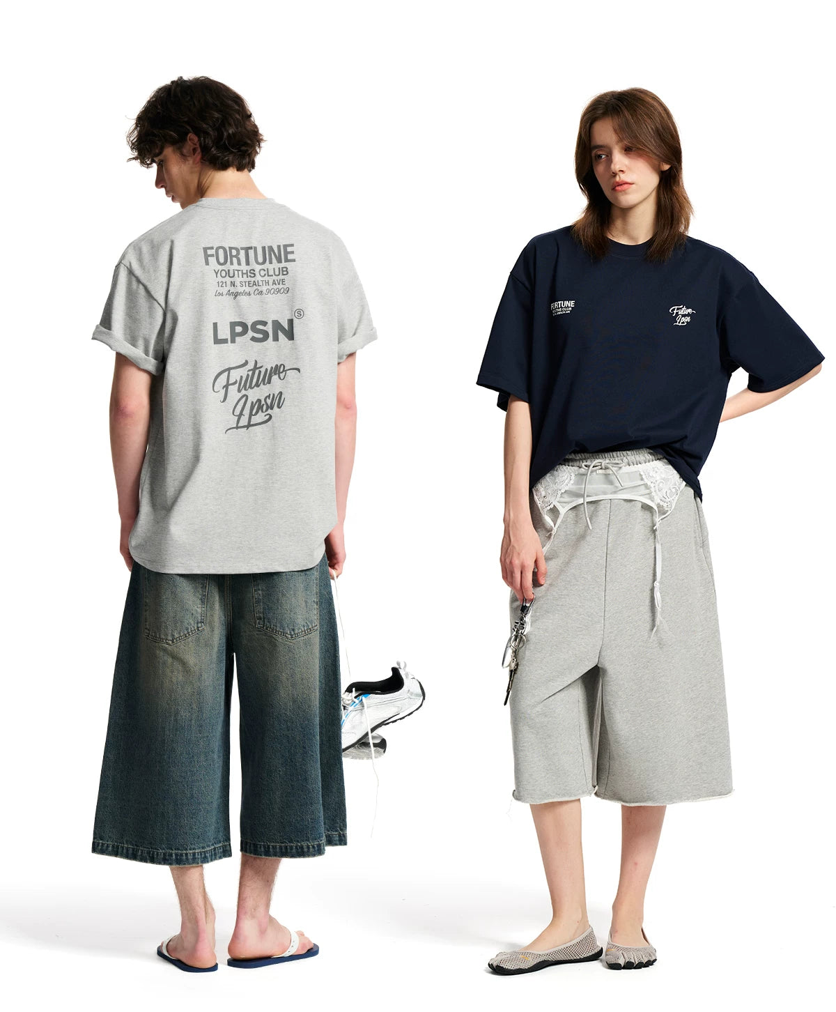 Loopsoon Letters Behind The Large Print Versatile Casual Tee