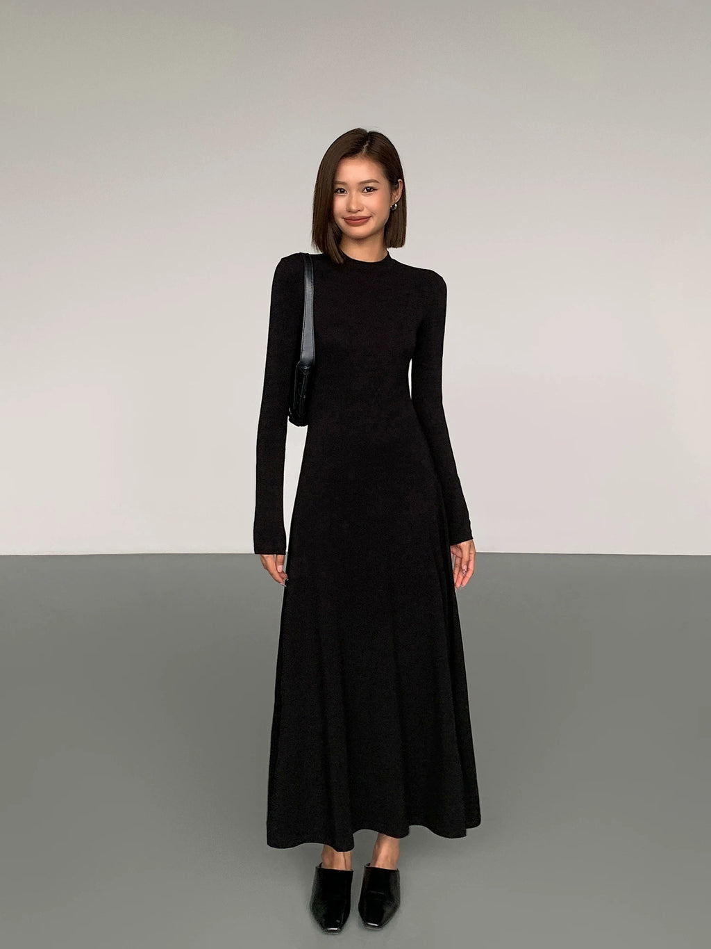 OUSPH Slim-fit Temperament Long-sleeved Knitted Dress