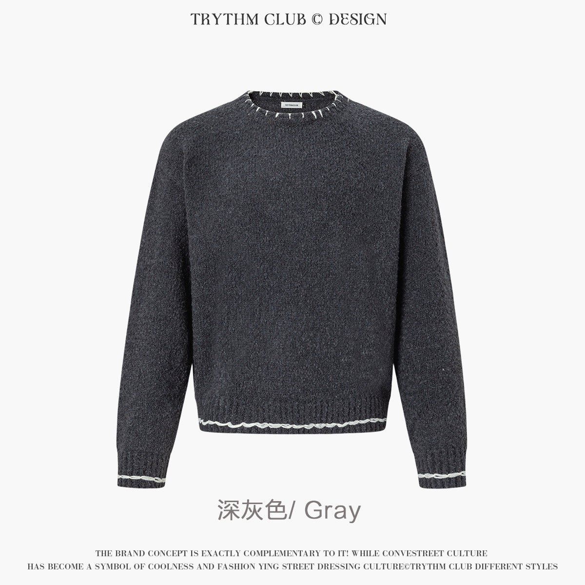 TRYTHMCLUB Simple Lace-knit Sweater