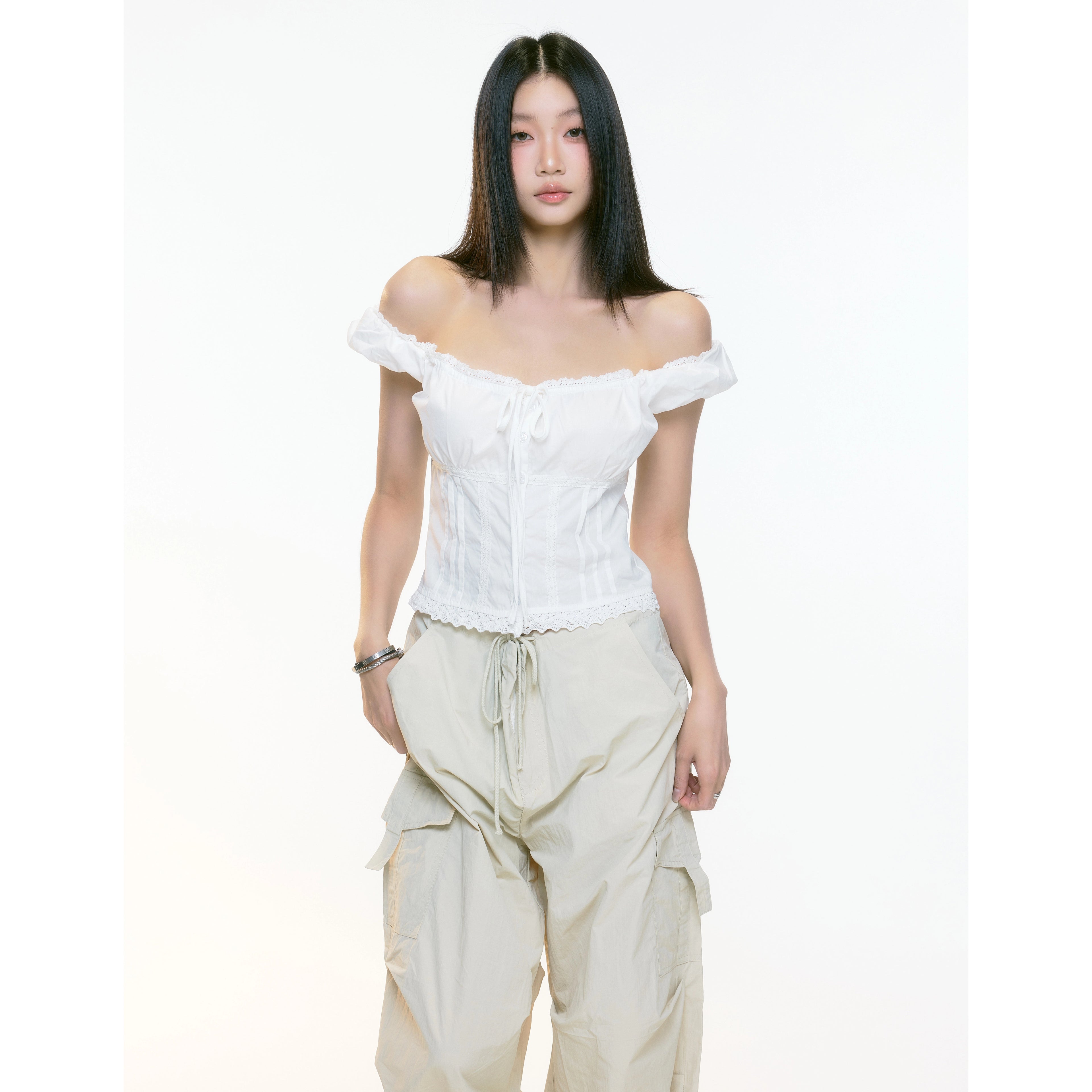 WITHMIN Sexy Shoulder Waist Pure Lust Tee