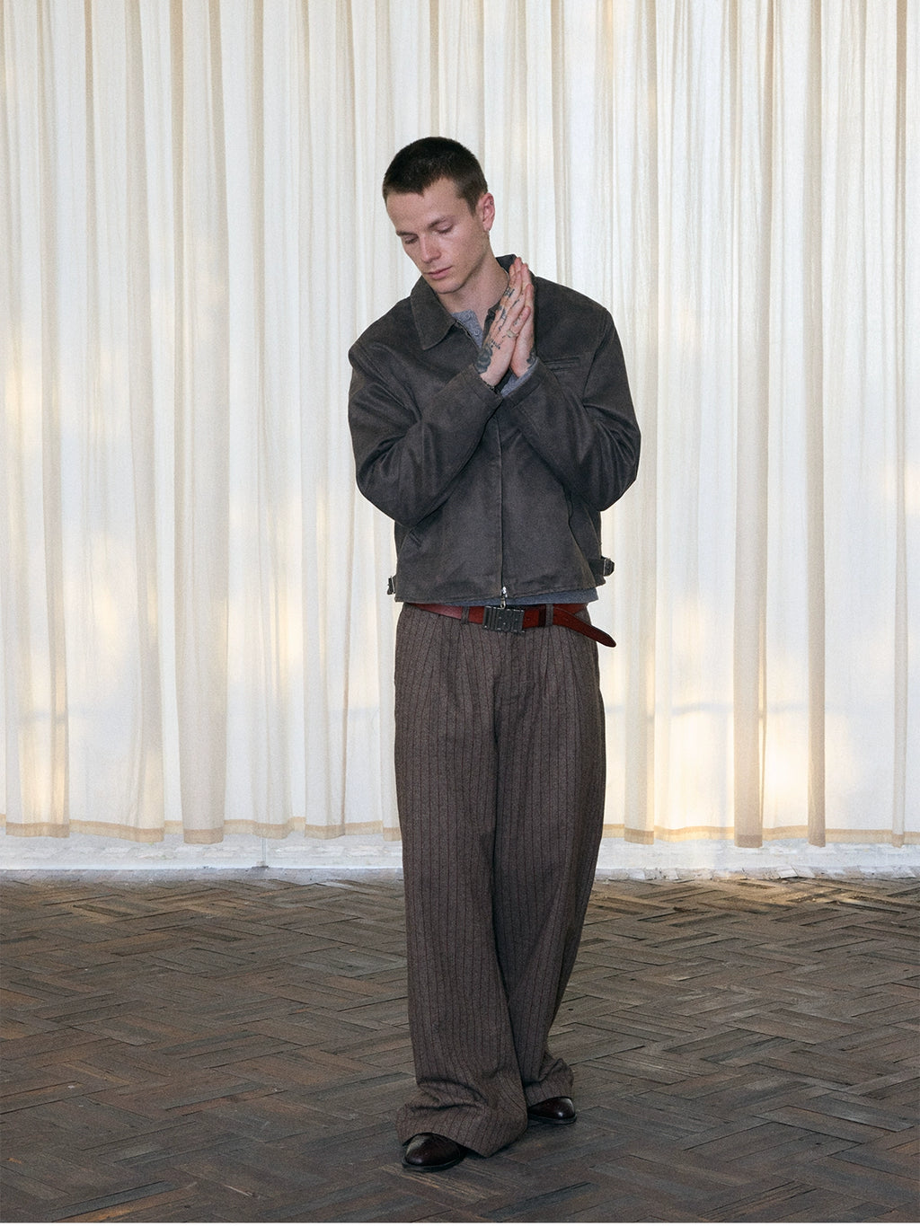 InsGale Striped Pleated Compound A-shaped Micro-Latin Pants