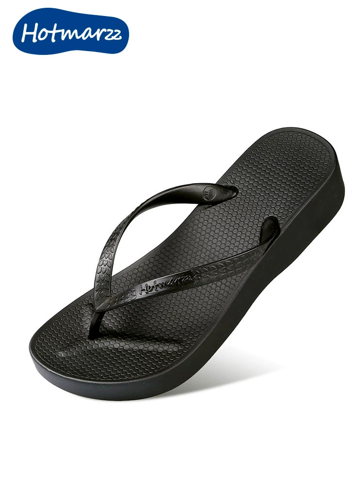 Hotmarzz Thick-soled Outer Wear Non-slip Slope Heel Pinch Foot Beach Cool Slippers
