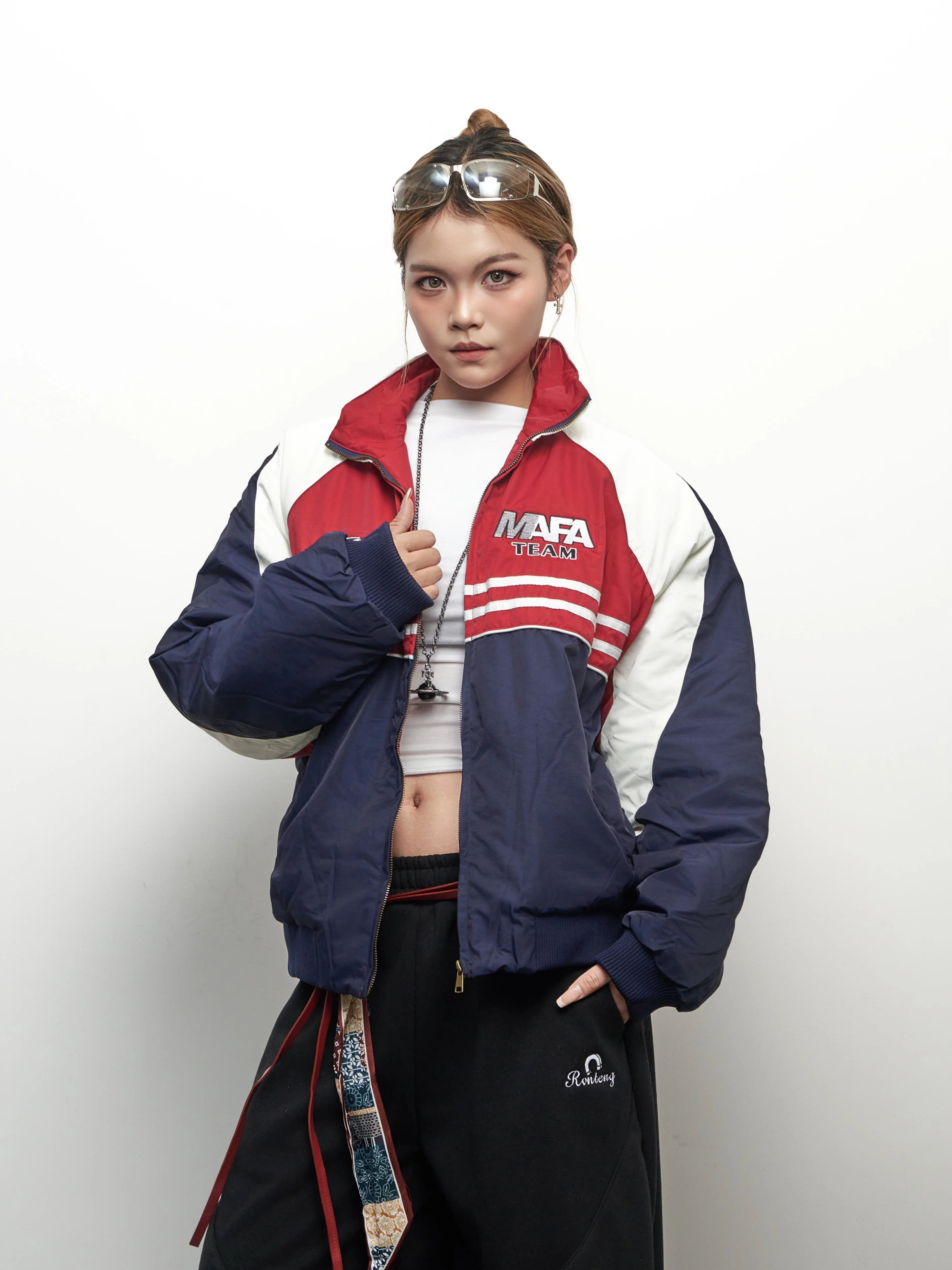 Saimt Color Block Stand Collar Oversized Sportswear Jacket