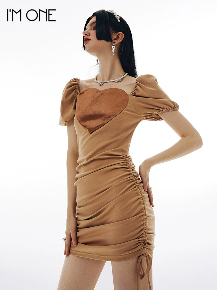 Imone Slim and Thin Velvet Love Splicing Pleated Dress