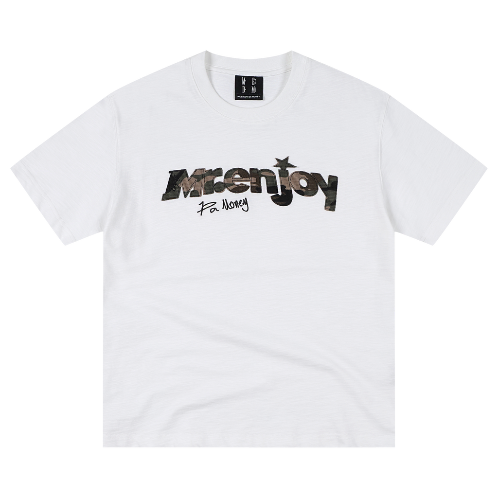 MEDM Cloth Embroidery Casual Round Neck Loose Tee