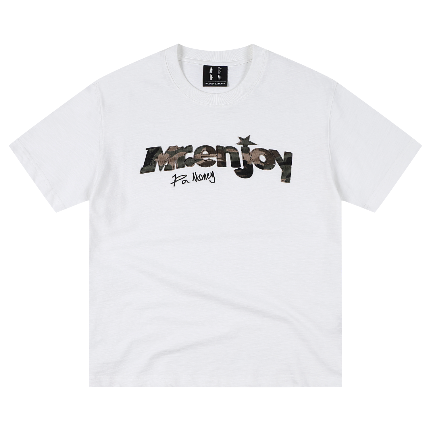 MEDM Cloth Embroidery Casual Round Neck Loose Tee