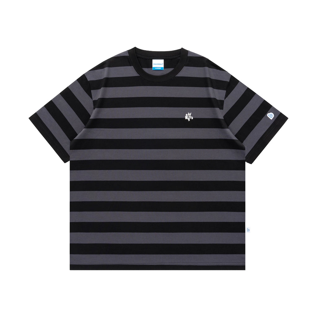 BENT IDEA Wide Striped Crew Neck Casual Tee