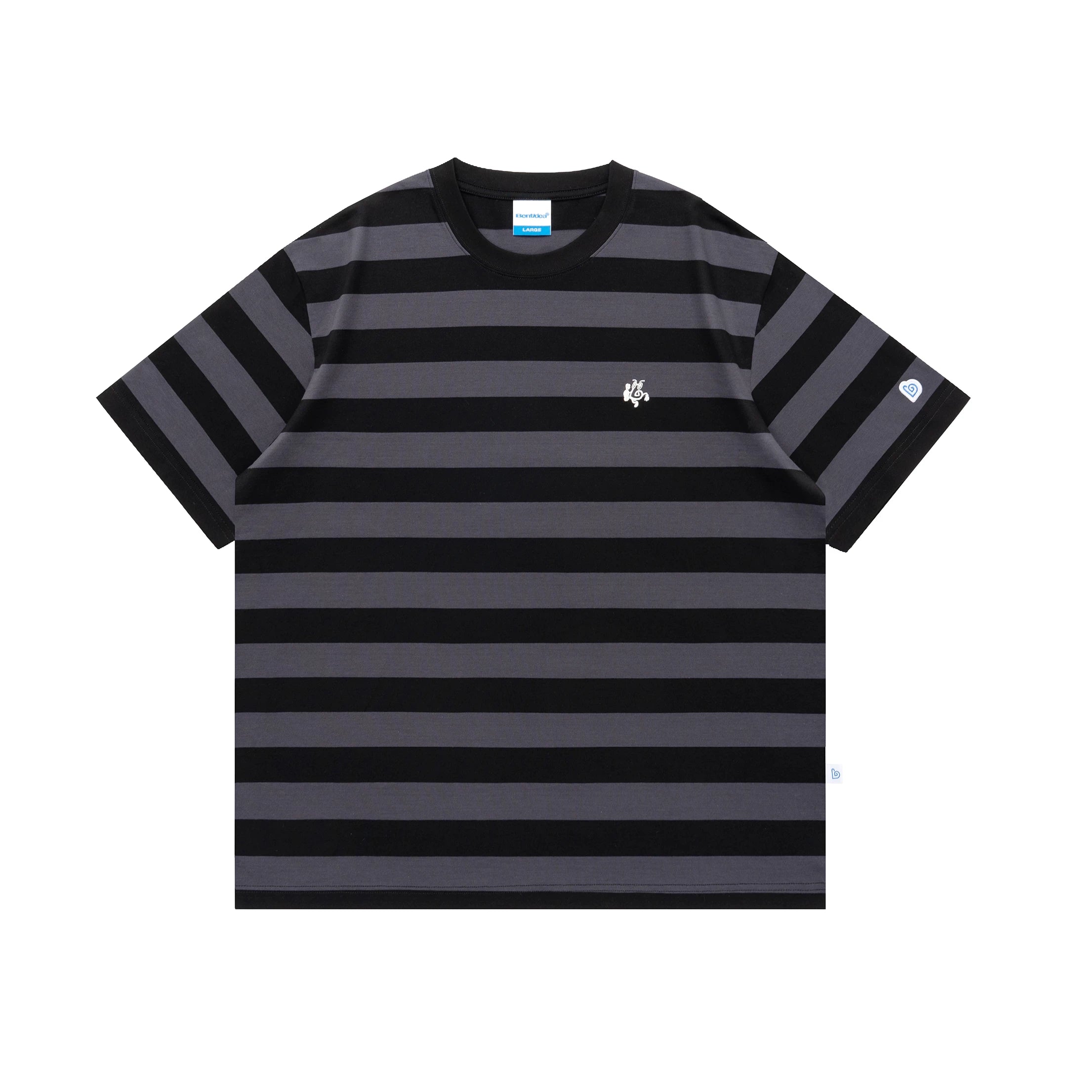 BENT IDEA Wide Striped Crew Neck Casual Tee