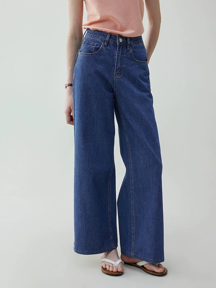 VOOE Korean Versatile High Waist Straight Jeans