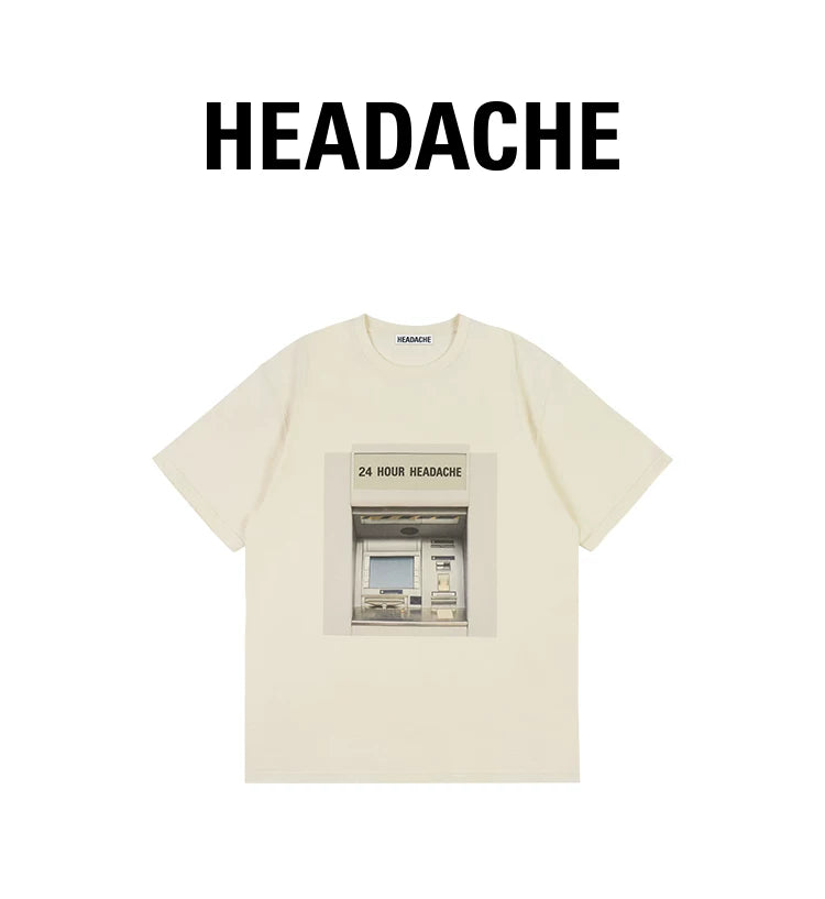 HEADACHE Casual Round Neck Oversized Tee