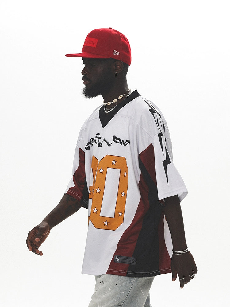 UNTILWERICH Vintage Color Matching Mesh Quick-drying Basketball Football Jersey