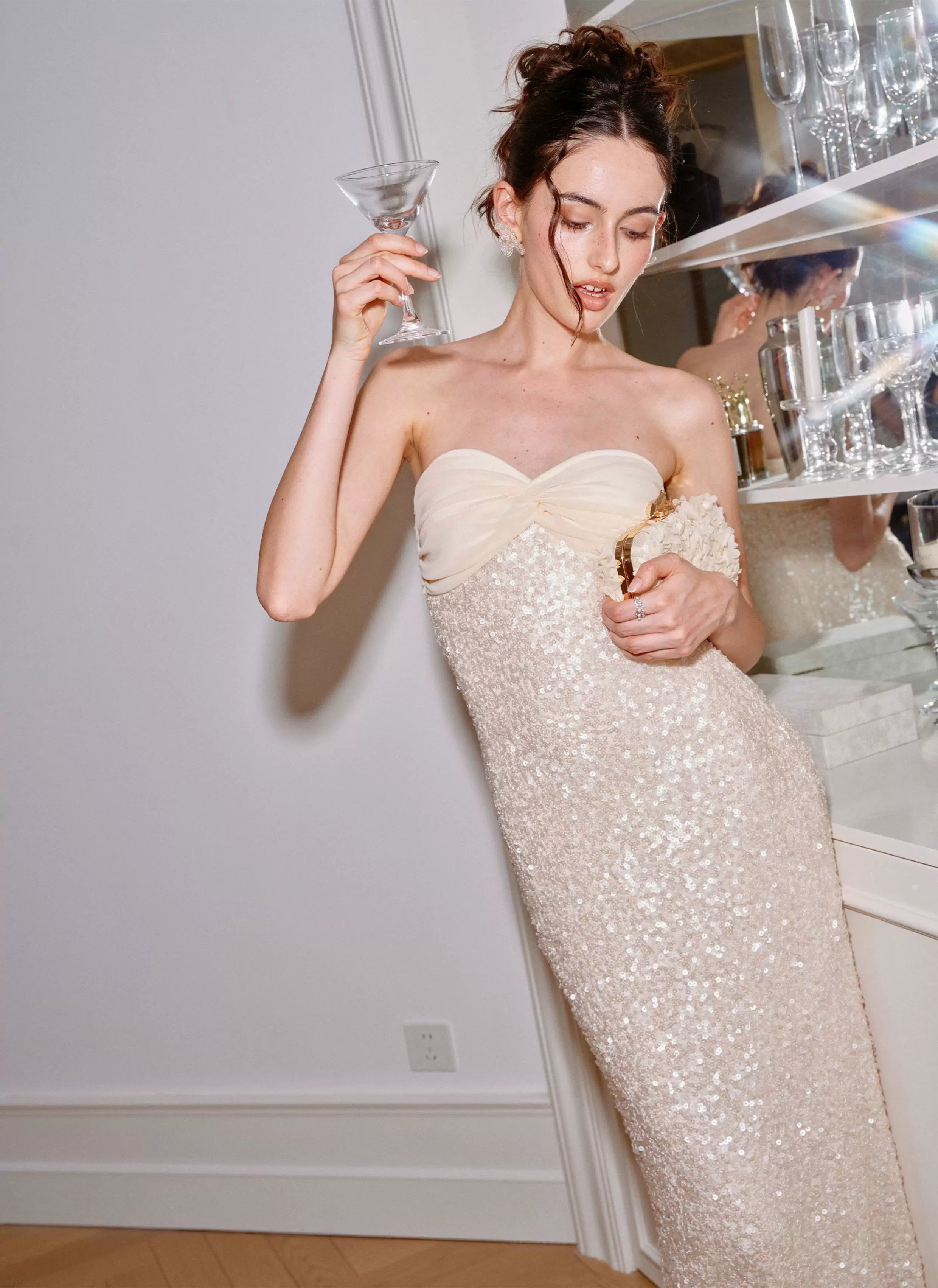 J TheChosen Sequined Tube Top Shawl Dress