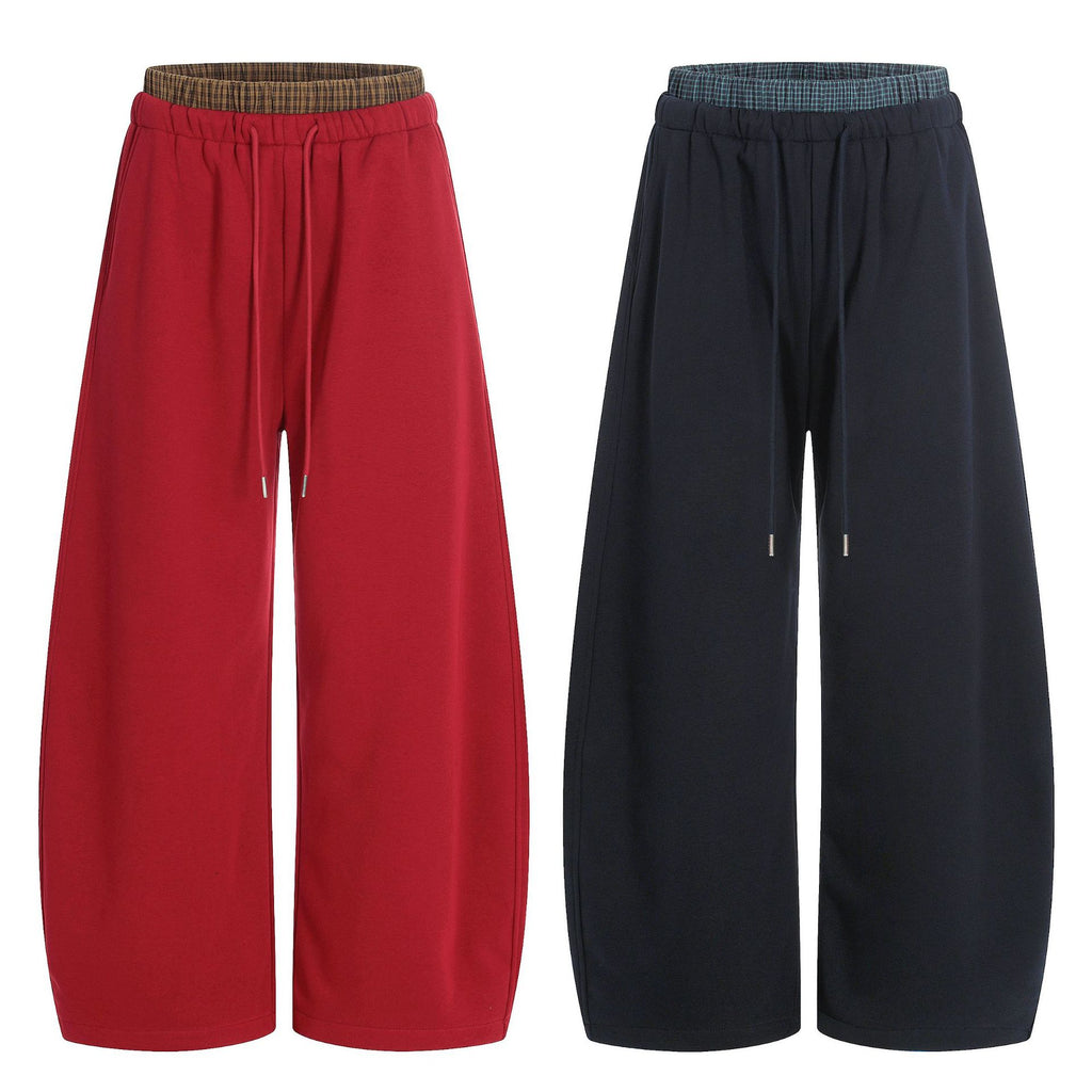 11KN retro scimitar fake two-piece double waist sweatpants