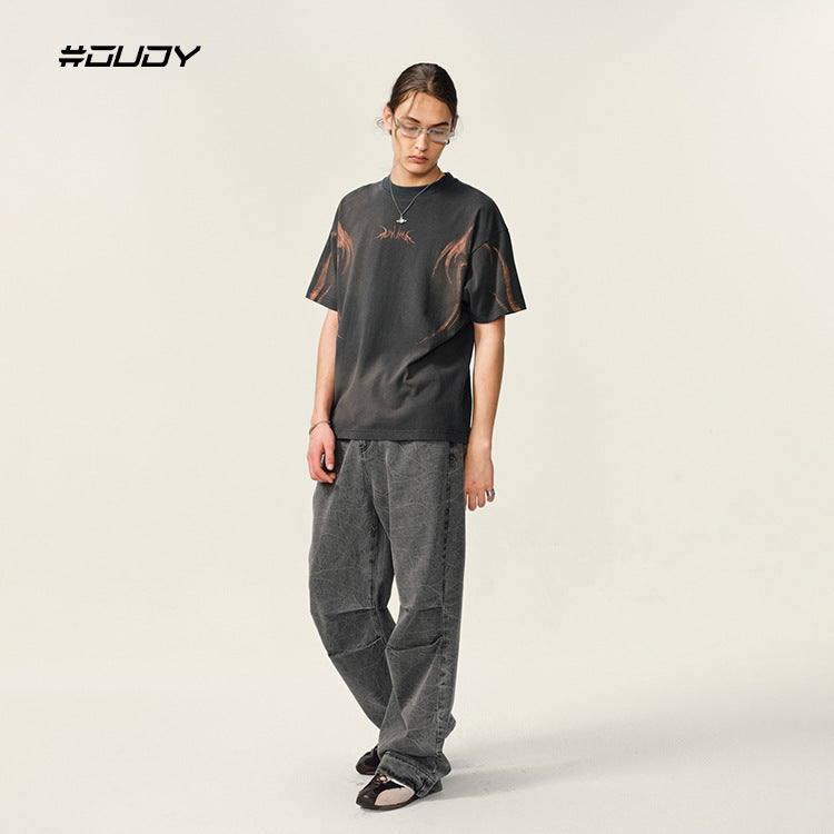 #OVDY 270g heavy tie dye shoulder round neck tee