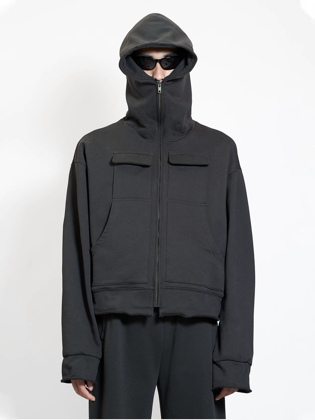 ETHEREAL PRODUCTION Adjustable Cardigan Zip-up Hooded Jacket