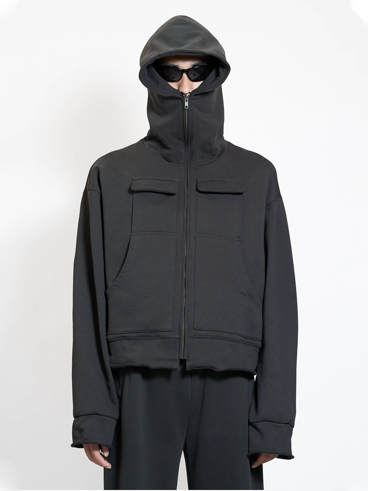 ETHEREAL PRODUCTION Adjustable Cardigan Zip-up Hooded Jacket