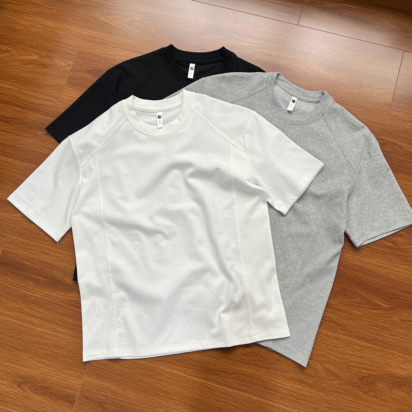 UNF Splicing Casual Round Neck Embroidery Tee