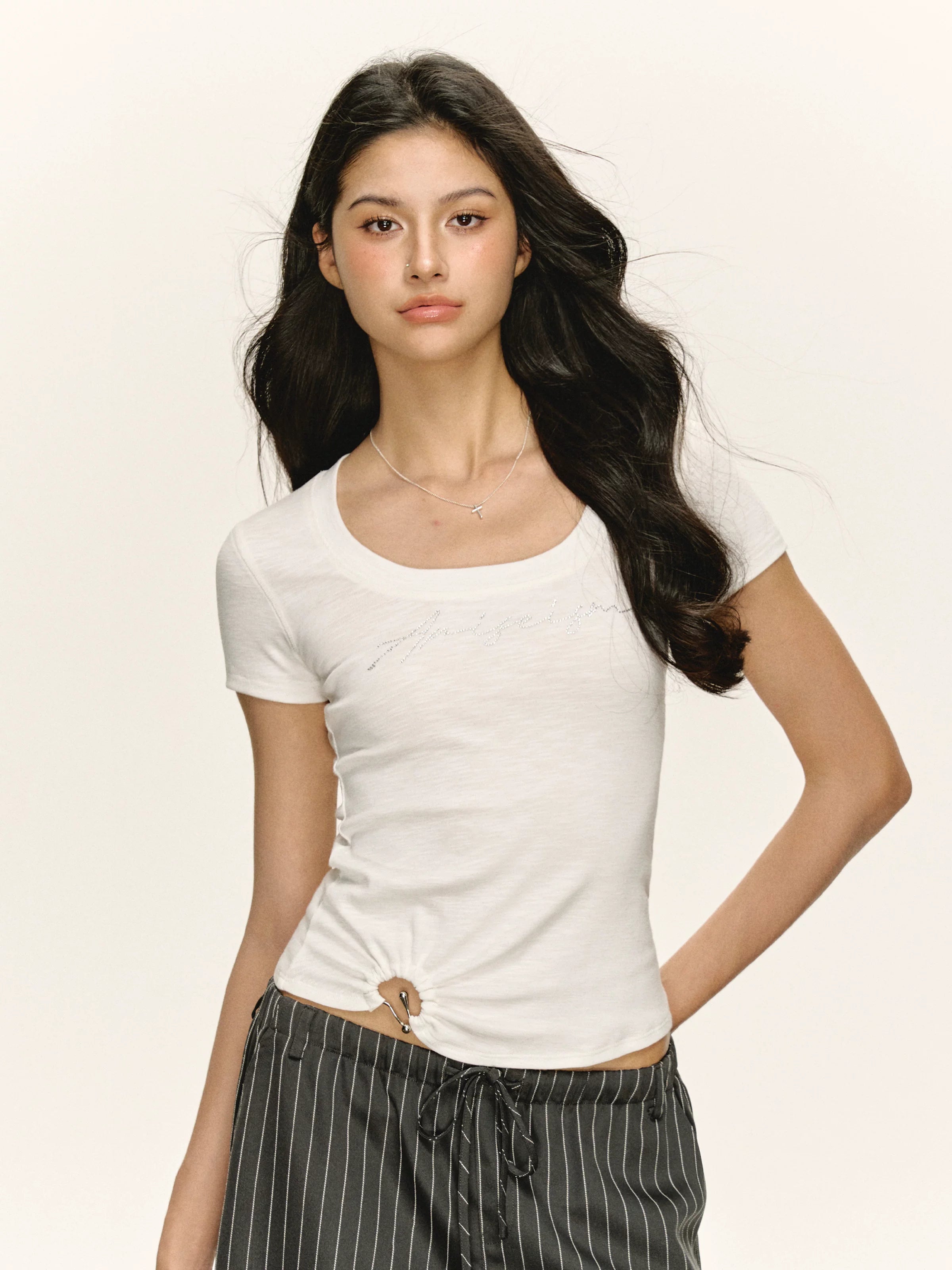 Ariseism Vintage Metal Twisted Crew Neck Short Tee