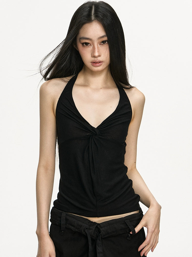 Anna Aneae V-neck Halter Neck Sling Vest