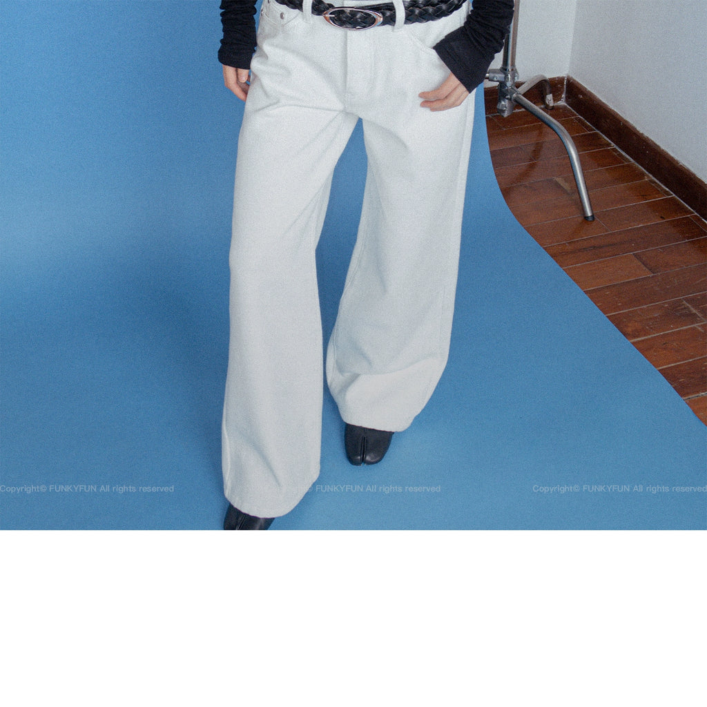 FUNKYFUN Versatile Thickened Straight Loose Twill Rivet Jeans