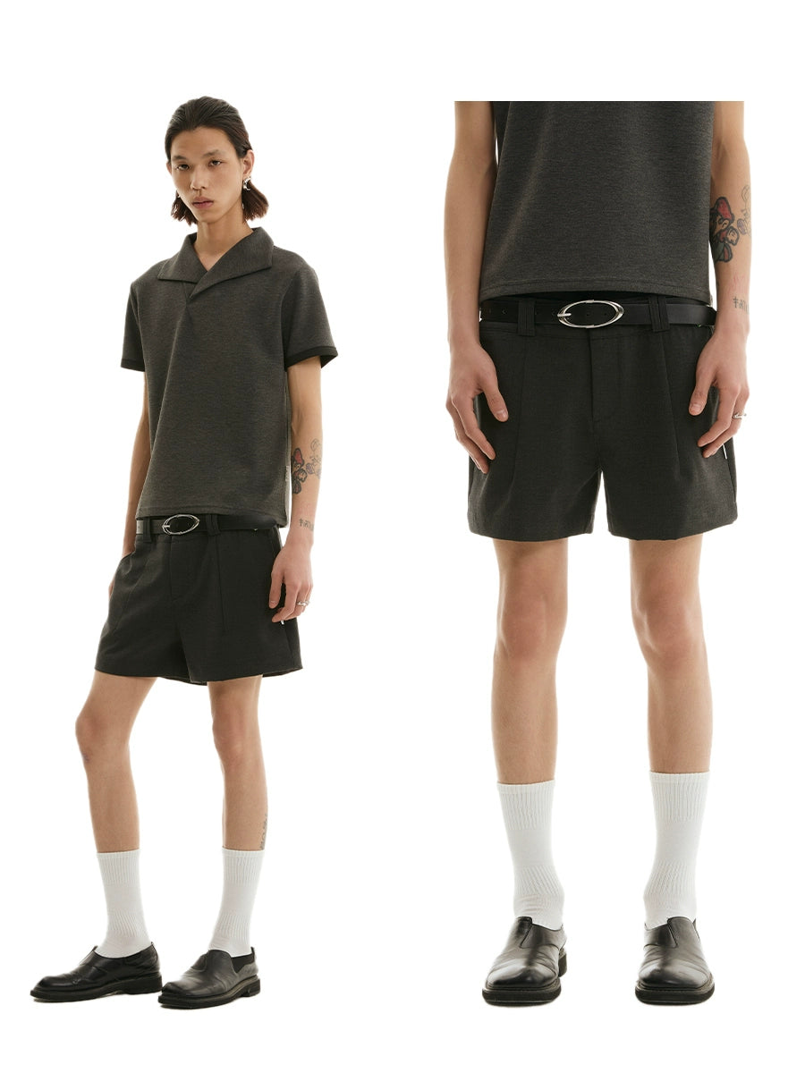 FUNKYFUN Threaded Splicing Fake Two-Piece Double Waist Shorts