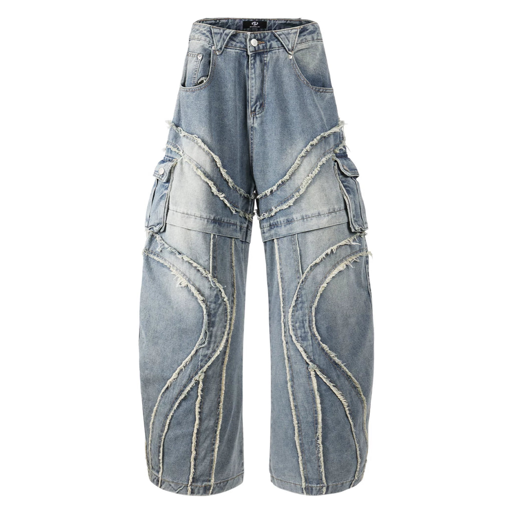 NOMANIAI Heavy Industries Raw Fringed Loose Straight Jeans