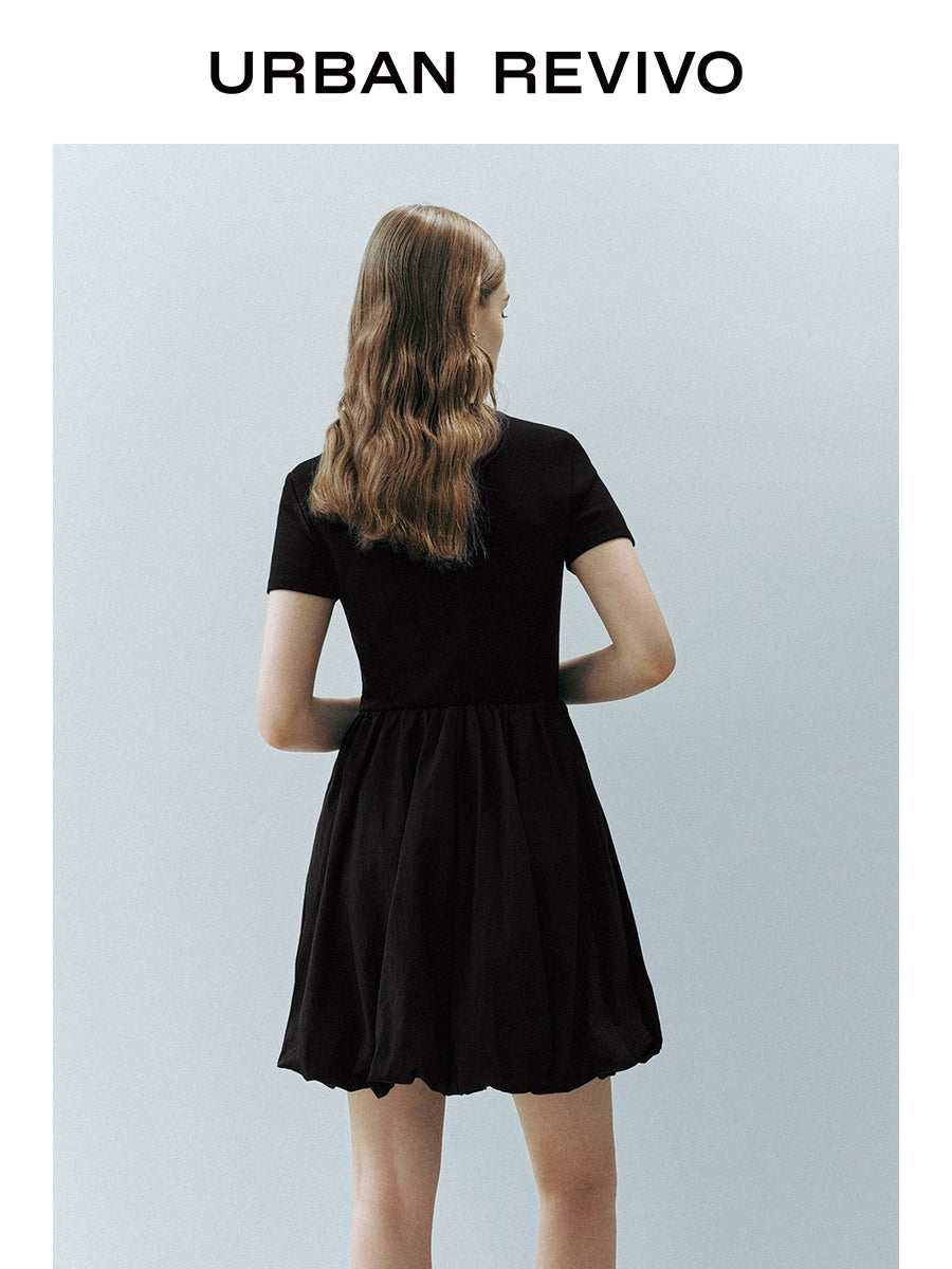 URBAN REVIVO Simple Temperament Bud Slim Short-sleeved Dress
