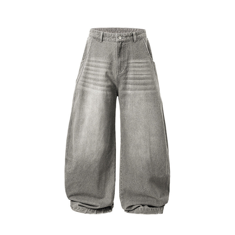 Inflation Silhouette Washed Denim Scimitar Pants