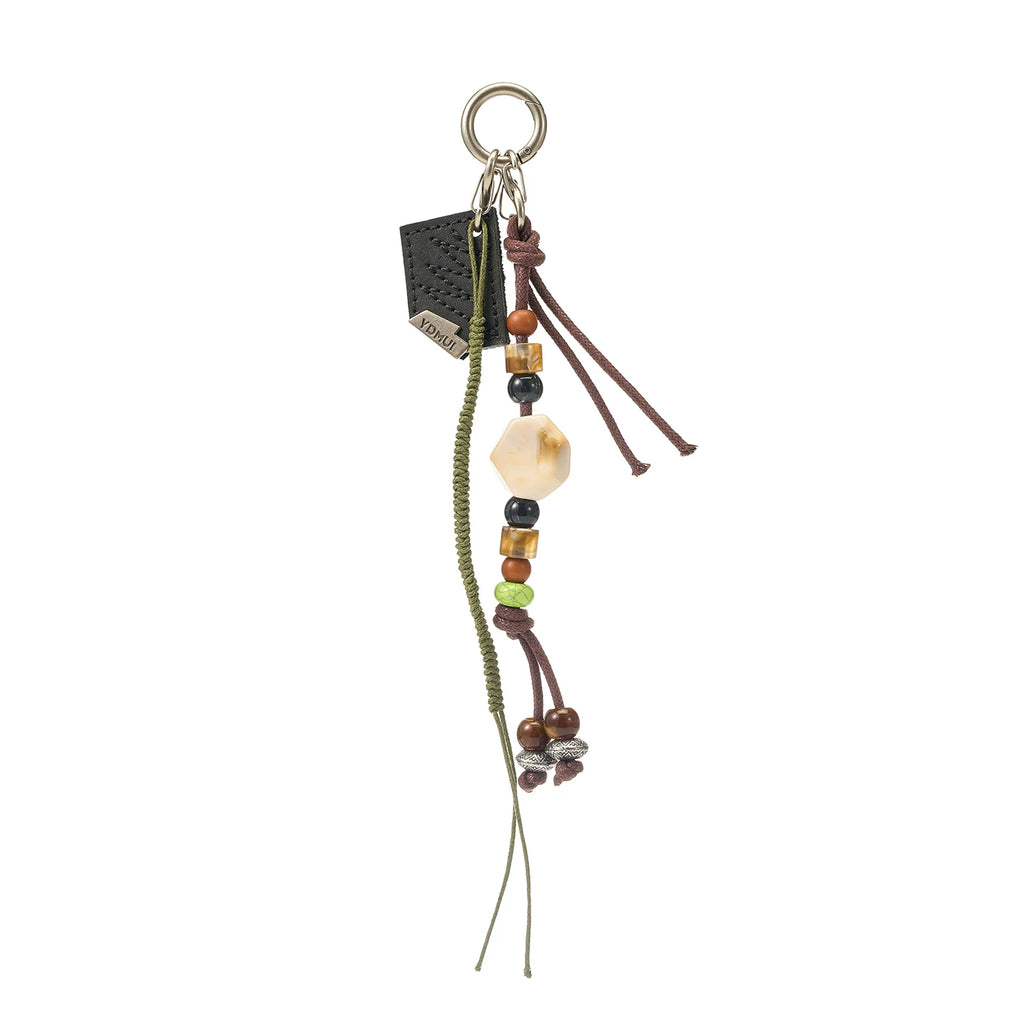 YADAMUI Handmade Beaded Vegetable Tanned Leather Brand Pendant Keychain