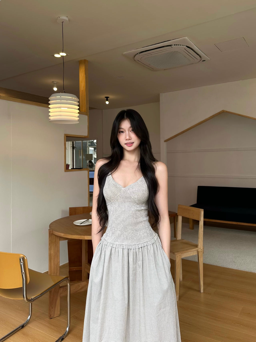 WITHMIN Retro Waist and Thin Suspender Dress
