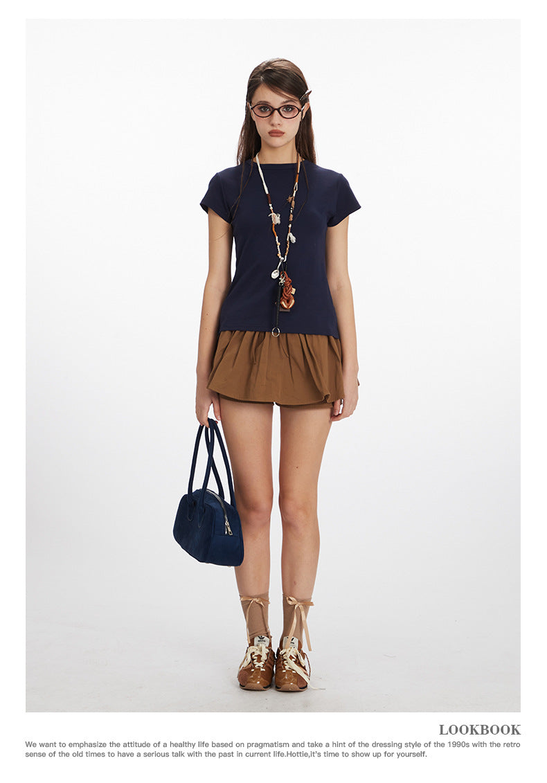 Nariele Slim Round Neck Short Tee