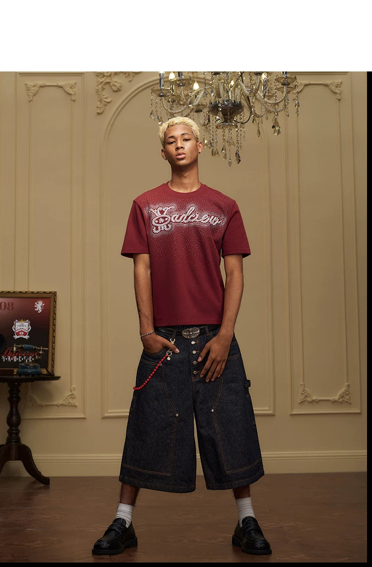 YADcrew 220g Breathable Different American Retro Button Denim Culottes