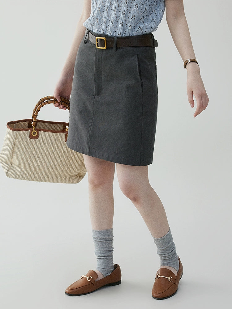 VOOE Korean High-end Simple A-shaped Skirt