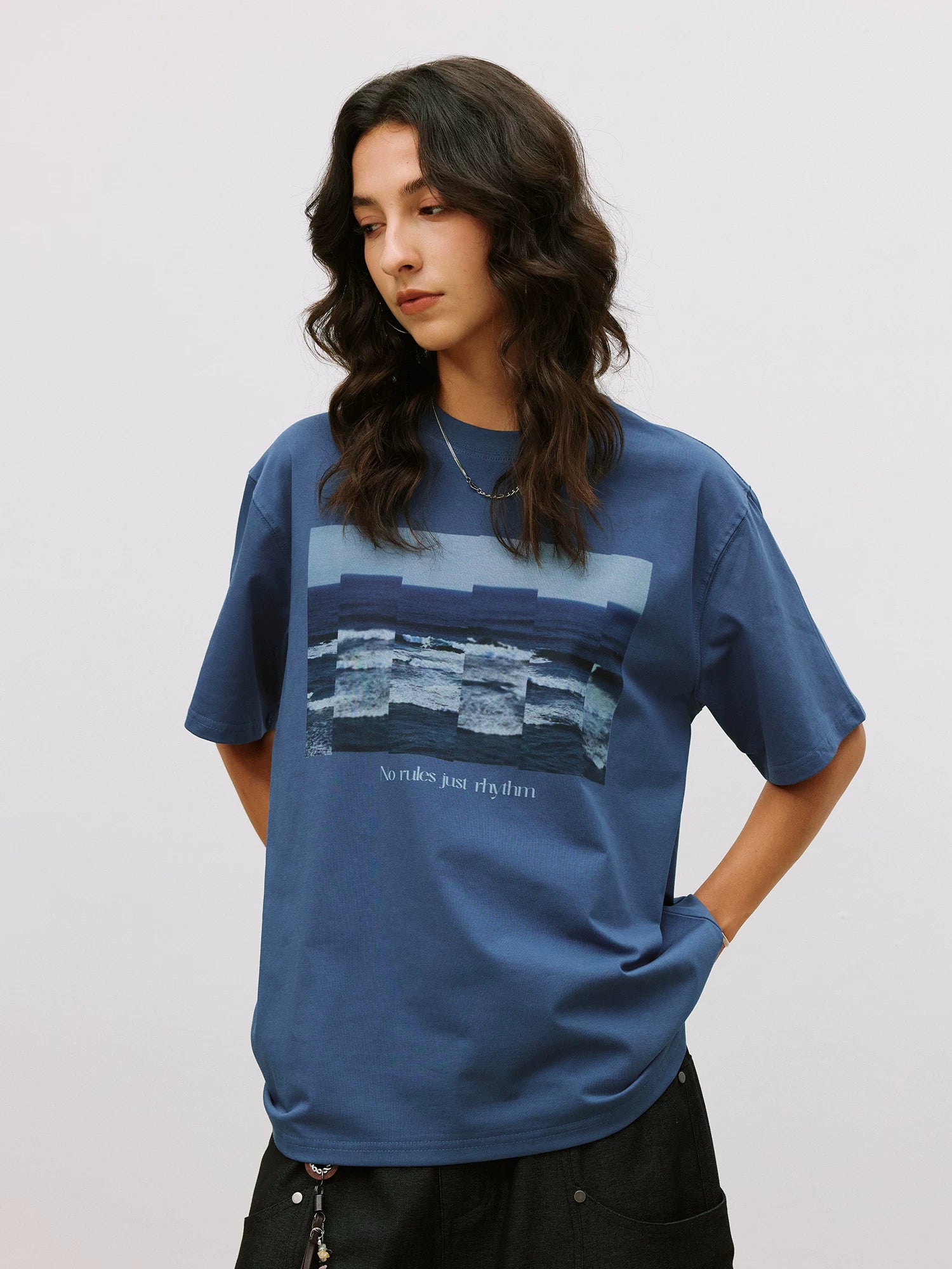 LR MADE Collage Sea View Pattern Casual Tee