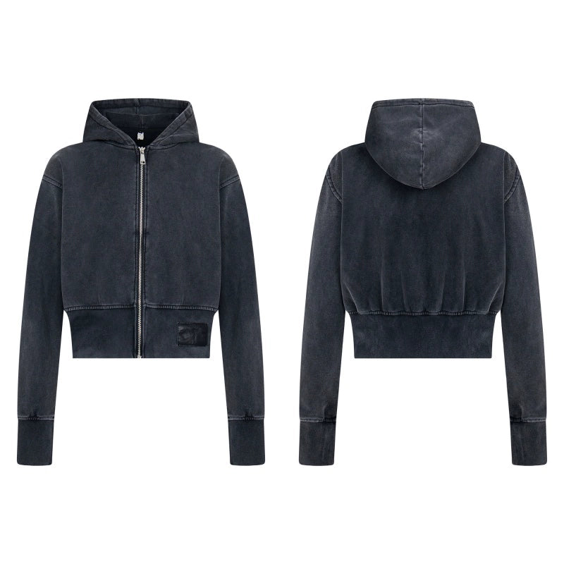 BTSG American Vintage Cleanfit Washed BOXY Short Wide Zip Cardigan Jacket