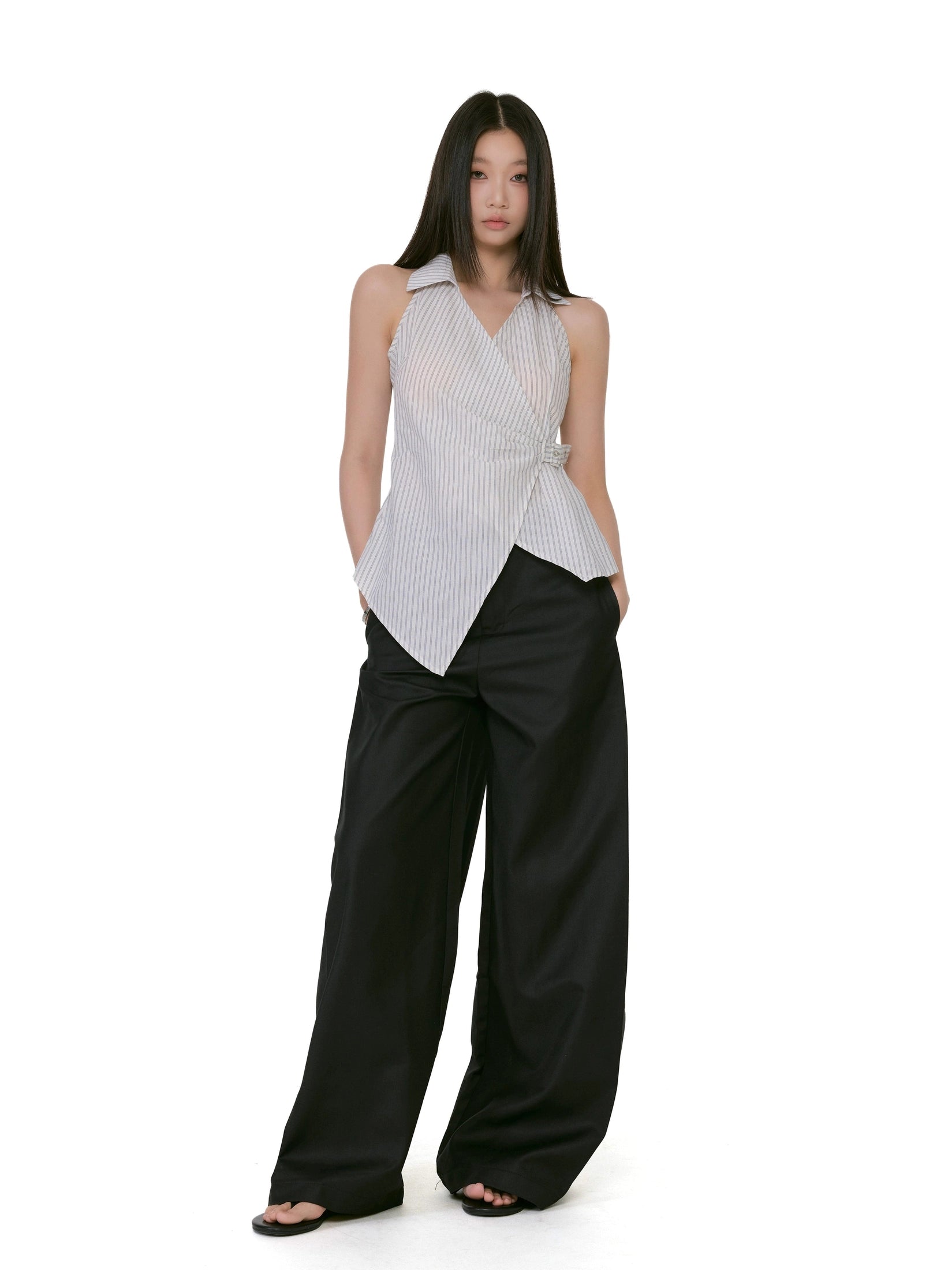 WITHMIN Skinny Striped Shirt Vest