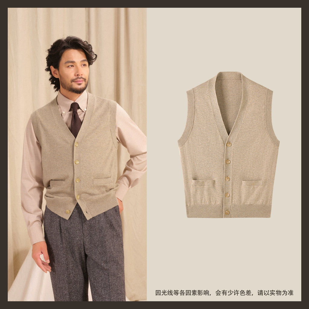 CULTUM Sleeveless Knitted Cardigan V-Neck Wool Vest