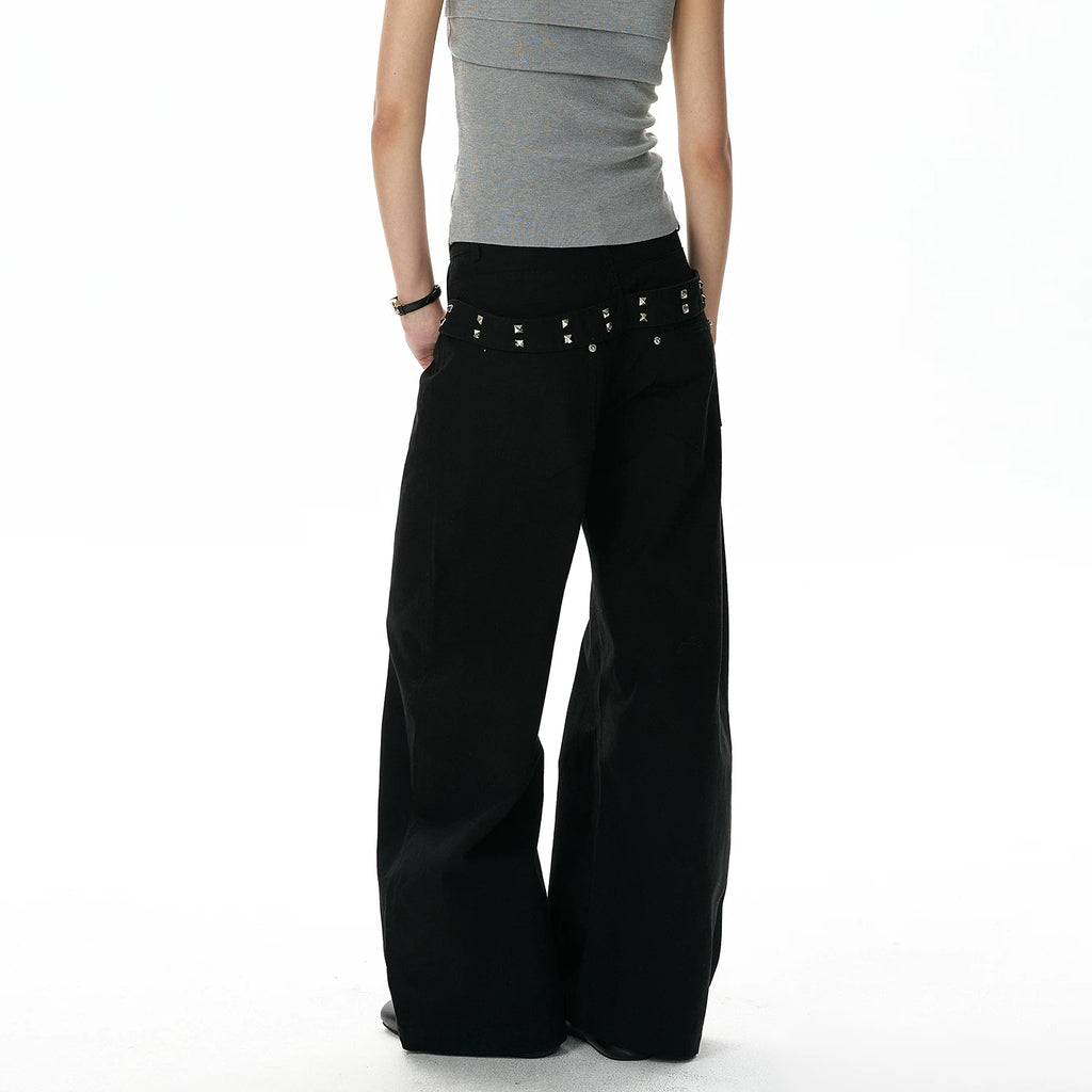A PUEE Vintage Rivet Belt Straight Pants