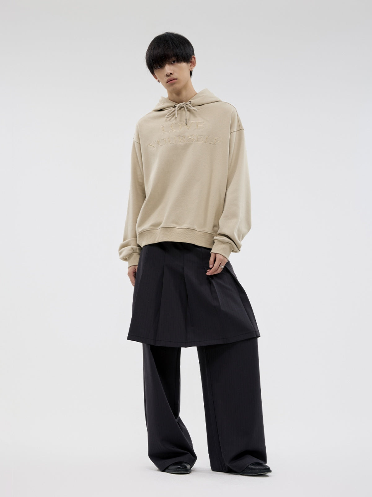 FUNKYFUN Embroidered Slogan Hooded Sweater