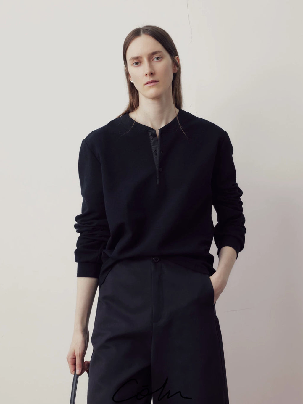 COLN Henry Collar Loose Casual Long Sleeves