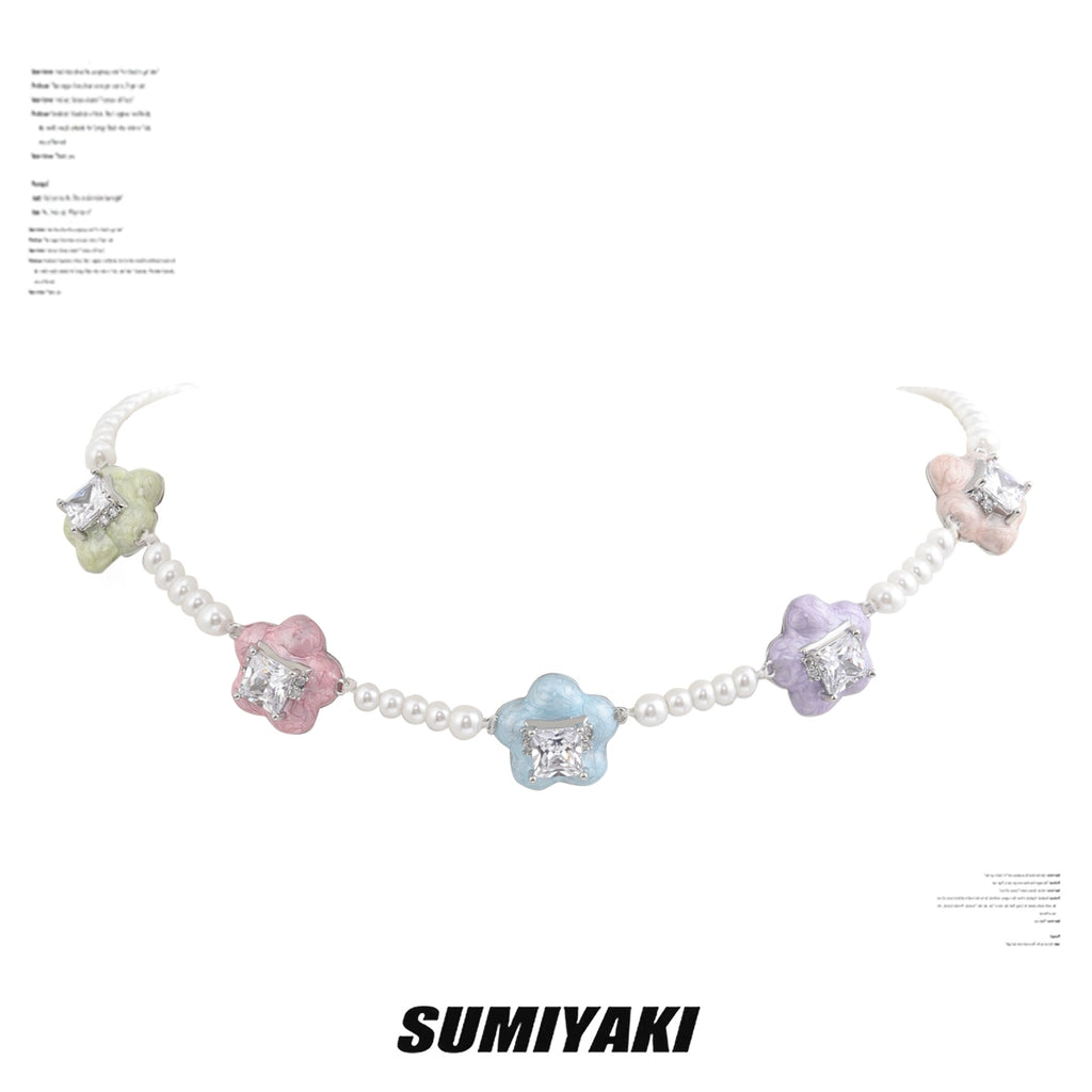 SUMIYAKI Dopamine Colored Flower Necklace Beads