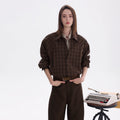 CHOR Vintage Fake Two-piece Casual Long-Sleeve Checked Shirt