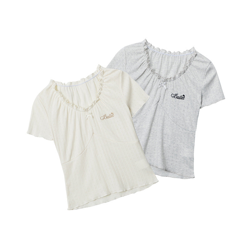 Nariele Ballet Design Sense V-neck Collarbone Tee