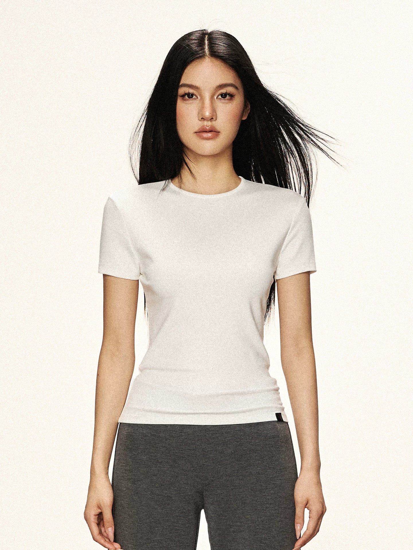 Cherry Melody Shoulder Round Neck Slim Simple Tee