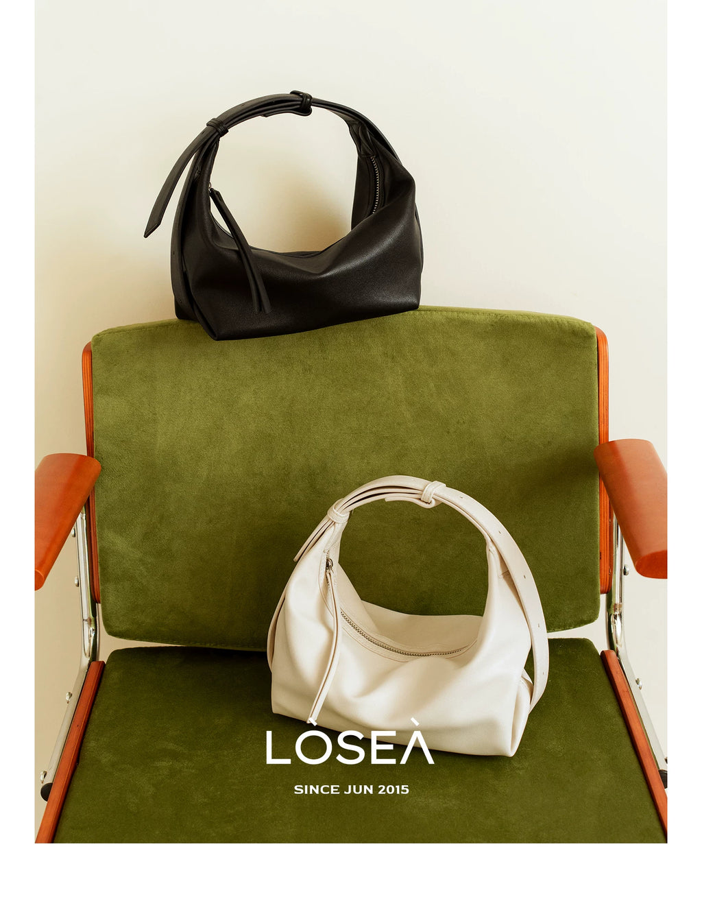 LOSEA Faux Leather Zip-Top Hobo Bag