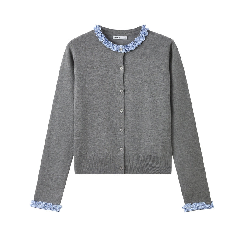 SPAO Korean Style Color Lace Collar Cardigan SPCKF23G73