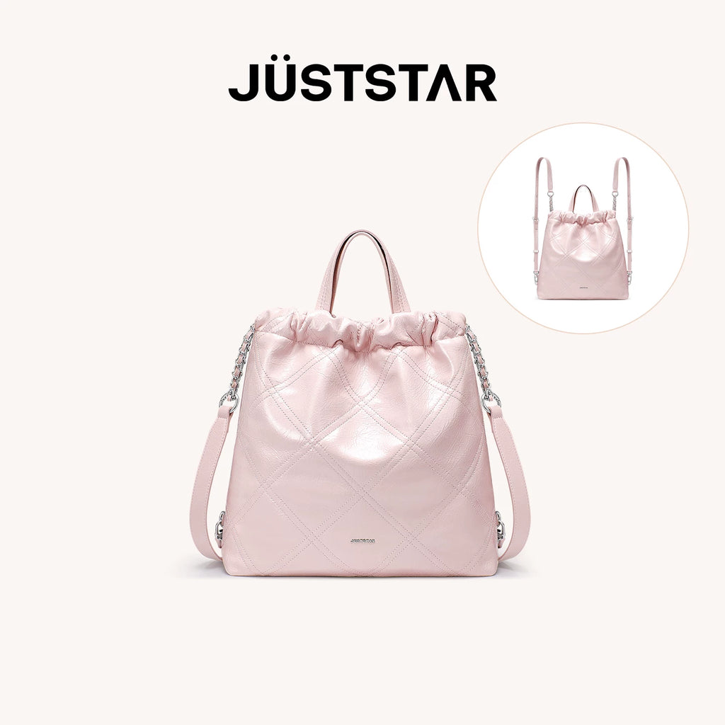 JUST STAR Rhombus Dual-purpose Double Shoulder Large-capacity Tote Bag