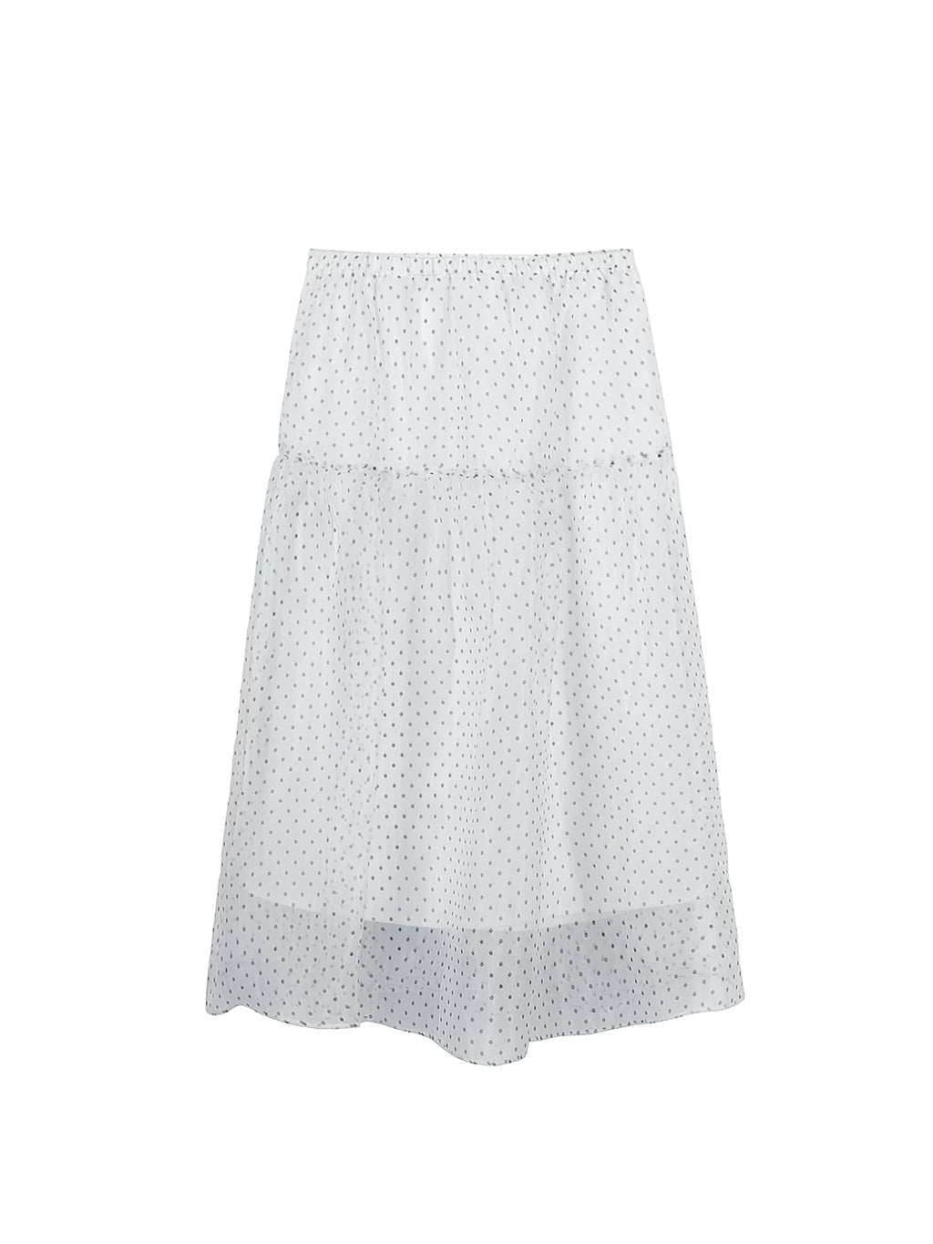 XUJING High-waisted Mesh Polka Dot Skirt
