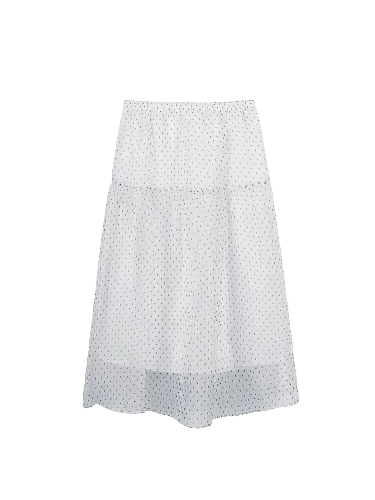 XUJING High-waisted Mesh Polka Dot Skirt